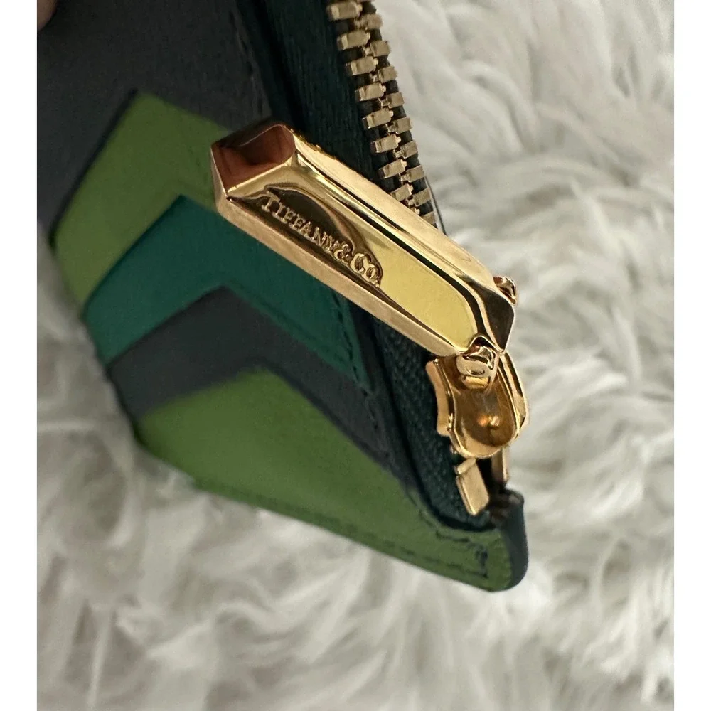 Tiffany & Co. colorblock leather zipped card case wallet
